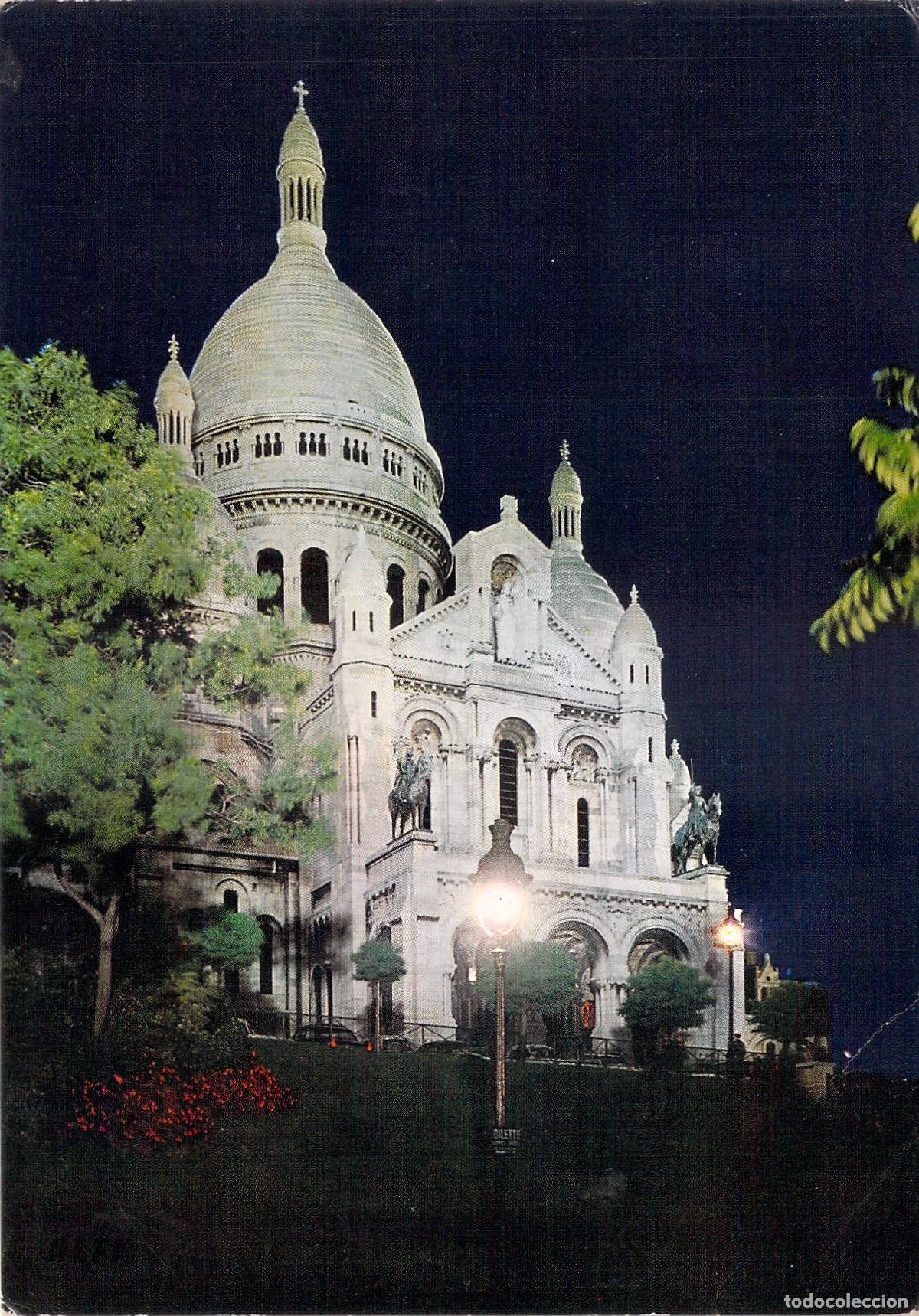 Postkarten: Postal de la Bas&iacute;lica del Sacr&eacute;-C&oelig;ur en Par&iacute;s de Noche
