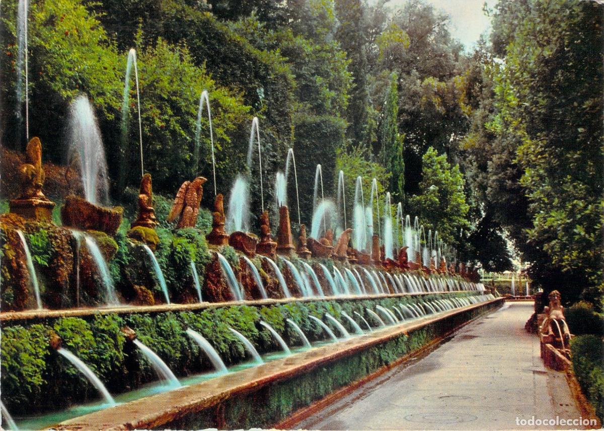 Postales: Postal de las Cien Fuentes en Villa d'Este, Tivoli, Italia