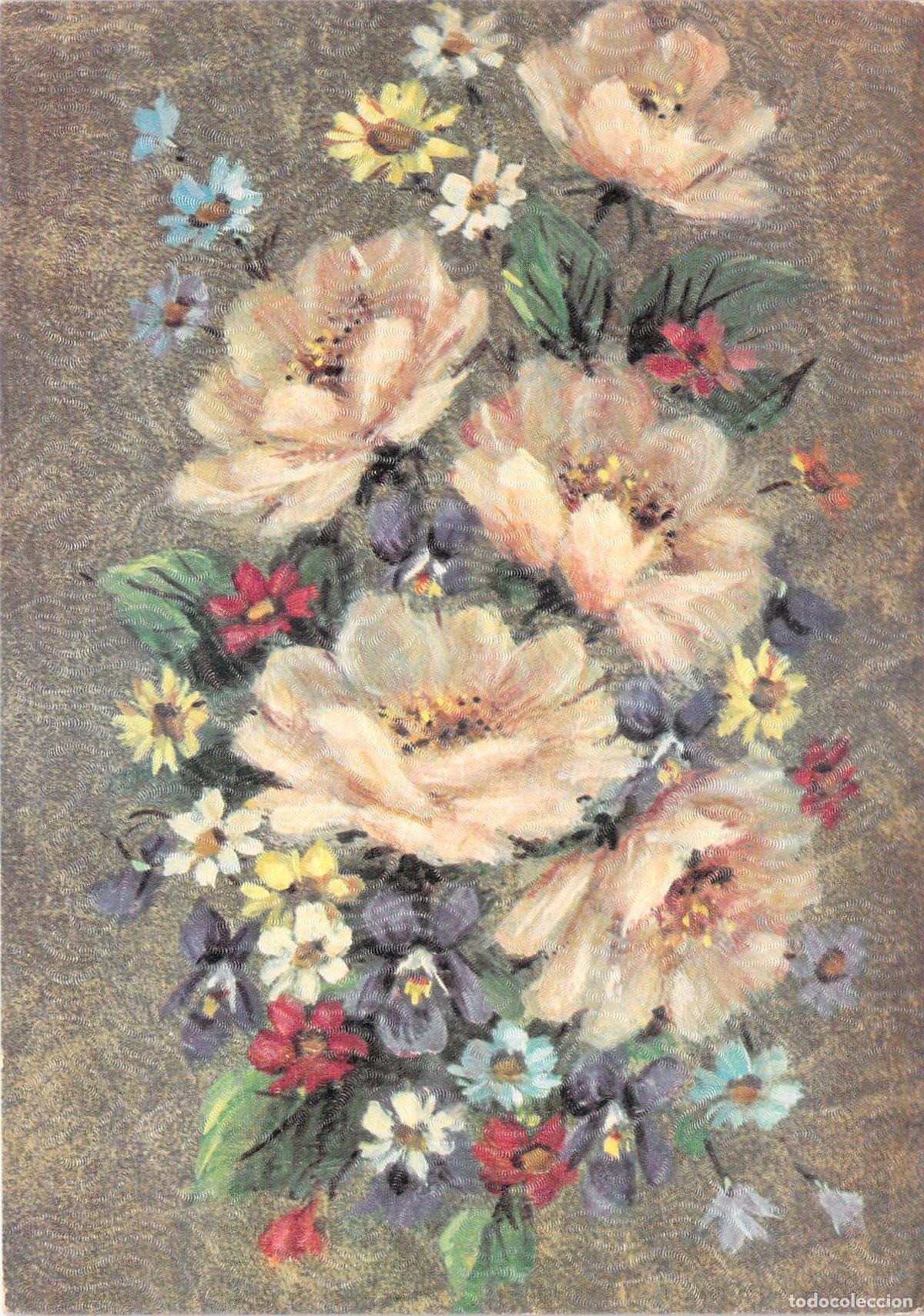 Postales: Postal con Ilustraci&oacute;n de Ramo de Flores Art&iacute;stico