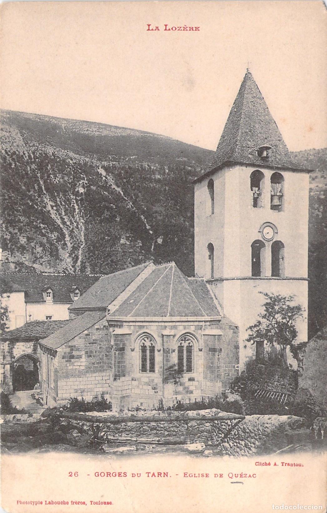 Postais: Postal de la Iglesia de Qu&eacute;zac en Gorges du Tarn, Loz&egrave;re