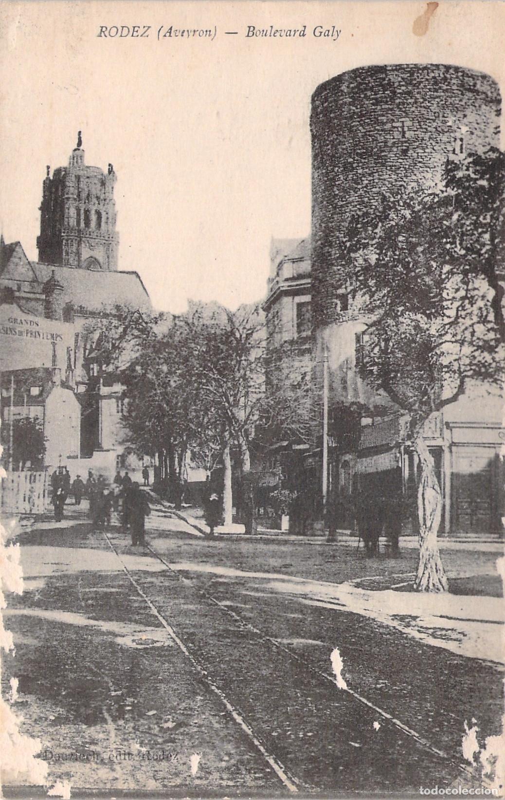 Postcards: Postal de Rodez, Boulevard Galy con Torre de Raynalde, Francia