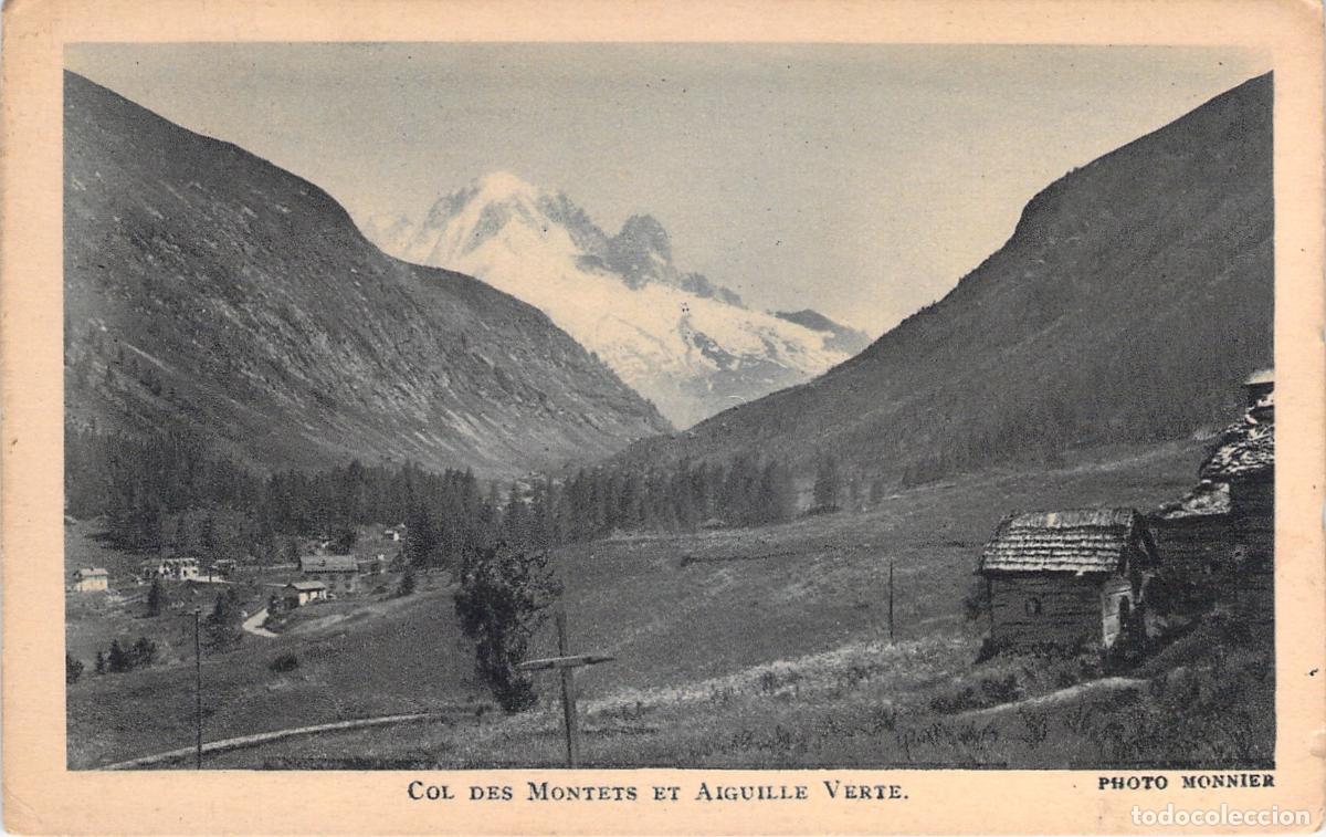 Postales: Postal de Col des Montets y Aiguille Verte, Alpes Franceses
