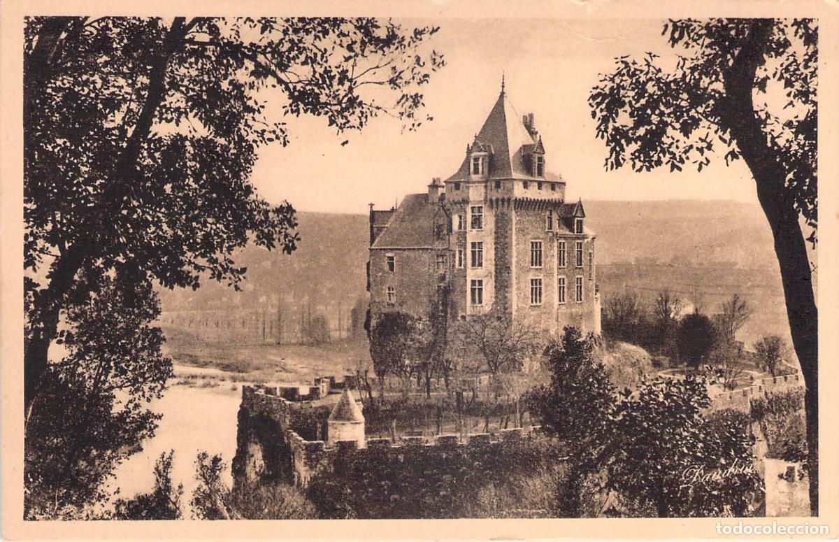Postales: Postal del Castillo de Montfort y el R&iacute;o Dordogne en Sarlat, Francia