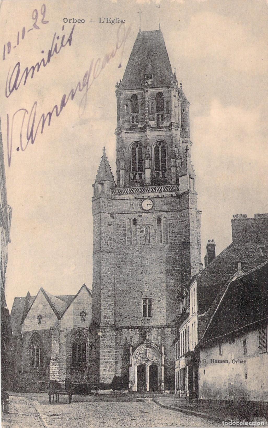 Postales: Postal de la Iglesia de Orbec, Normand&iacute;a, Francia