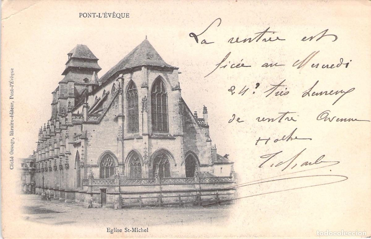 Postales: Postal de la Iglesia San Miguel en Pont-l'&Eacute;v&ecirc;que, Francia