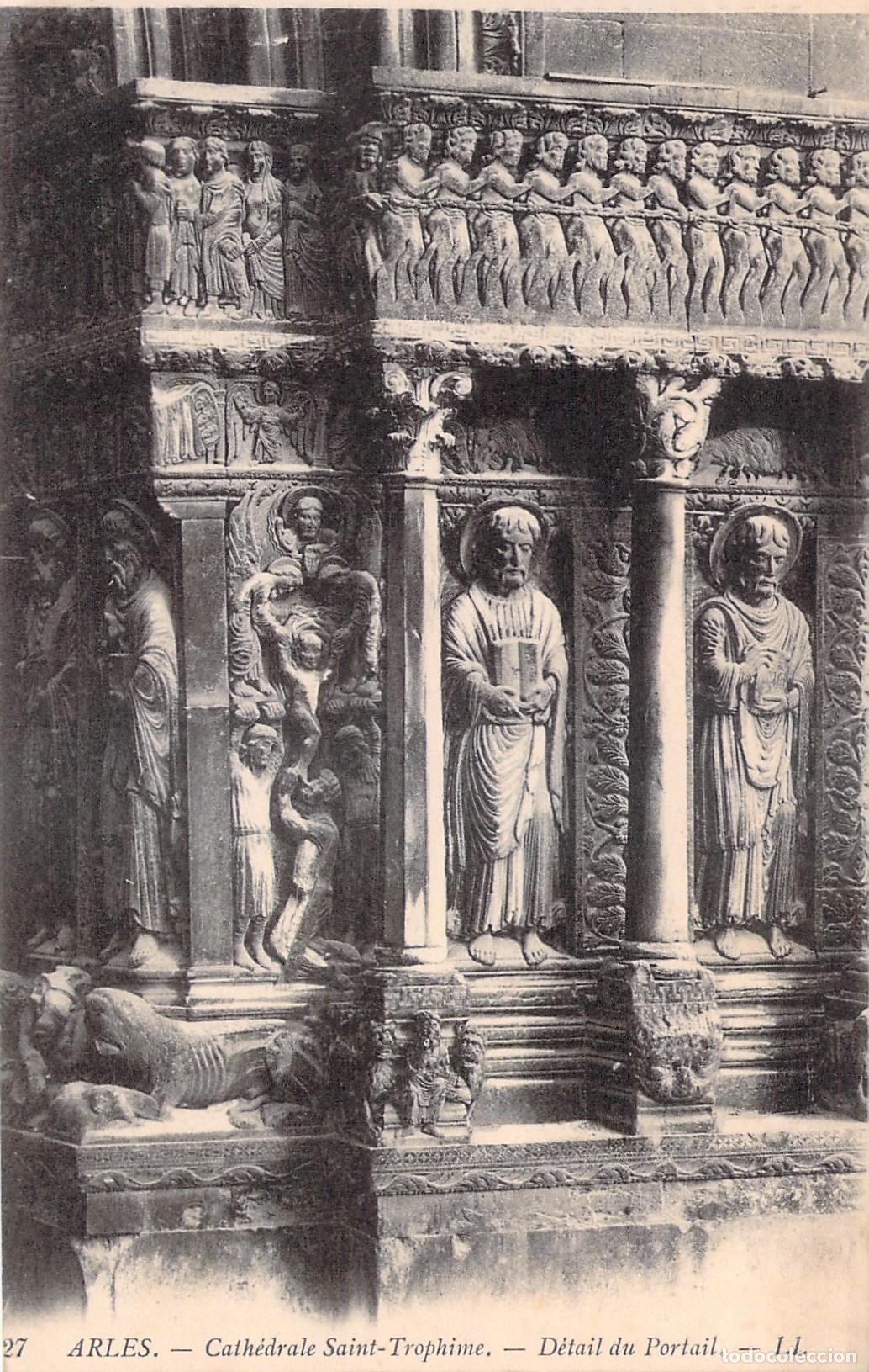 Postales: Postal Arles: Detalle del Portal de la Catedral de San Tr&oacute;fimo