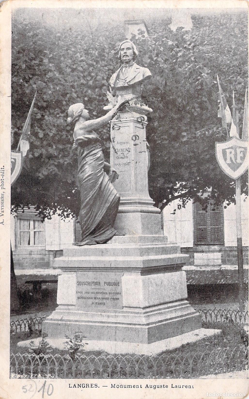 Postales: Postal del Monumento a Auguste Laurent en Langres, Francia