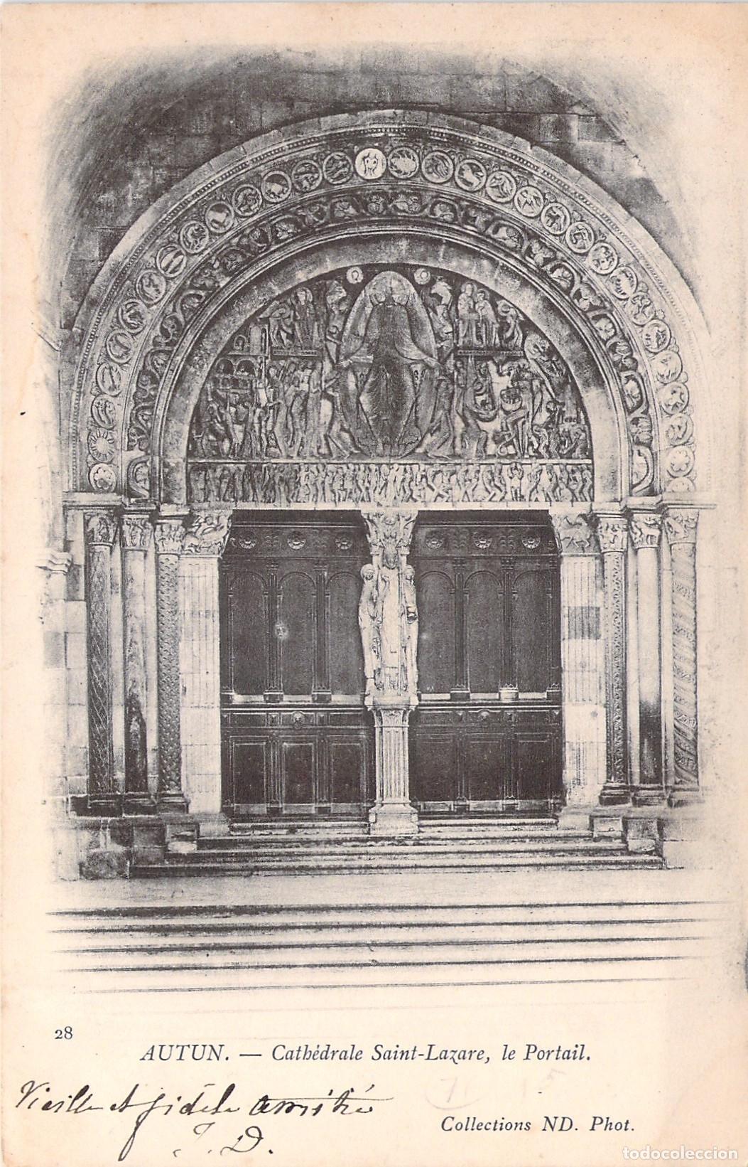 Postales: Postal de la Catedral de San L&aacute;zaro en Autun, Francia - Portal Principal