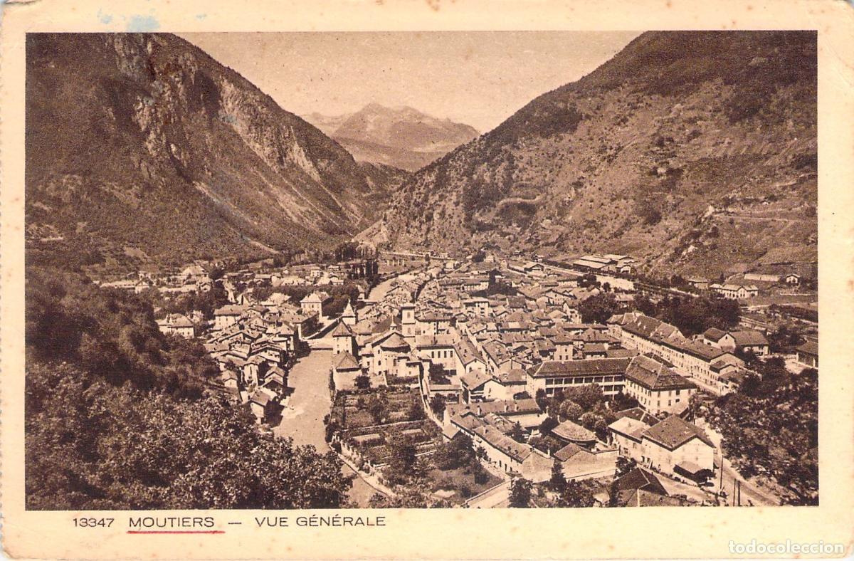 Postales: Postal de Mo&ucirc;tiers Francia Vista General Panor&aacute;mica de Saboya