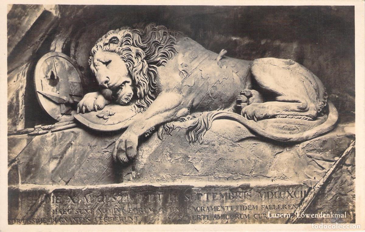 Cartoline: Postal del Monumento al Le&oacute;n en Lucerna, Suiza