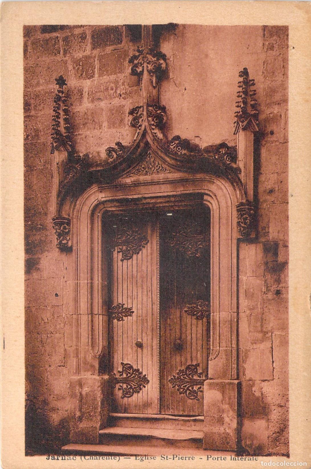 Cartoline: Postal Iglesia San Pedro de Jarnac, Charente, Puerta Lateral