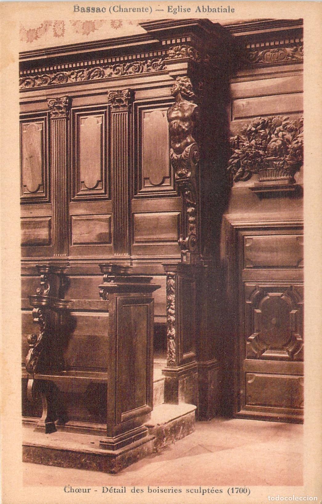 Cartoline: Postal Iglesia Abacial de Bassac Charente Detalle Boiseries