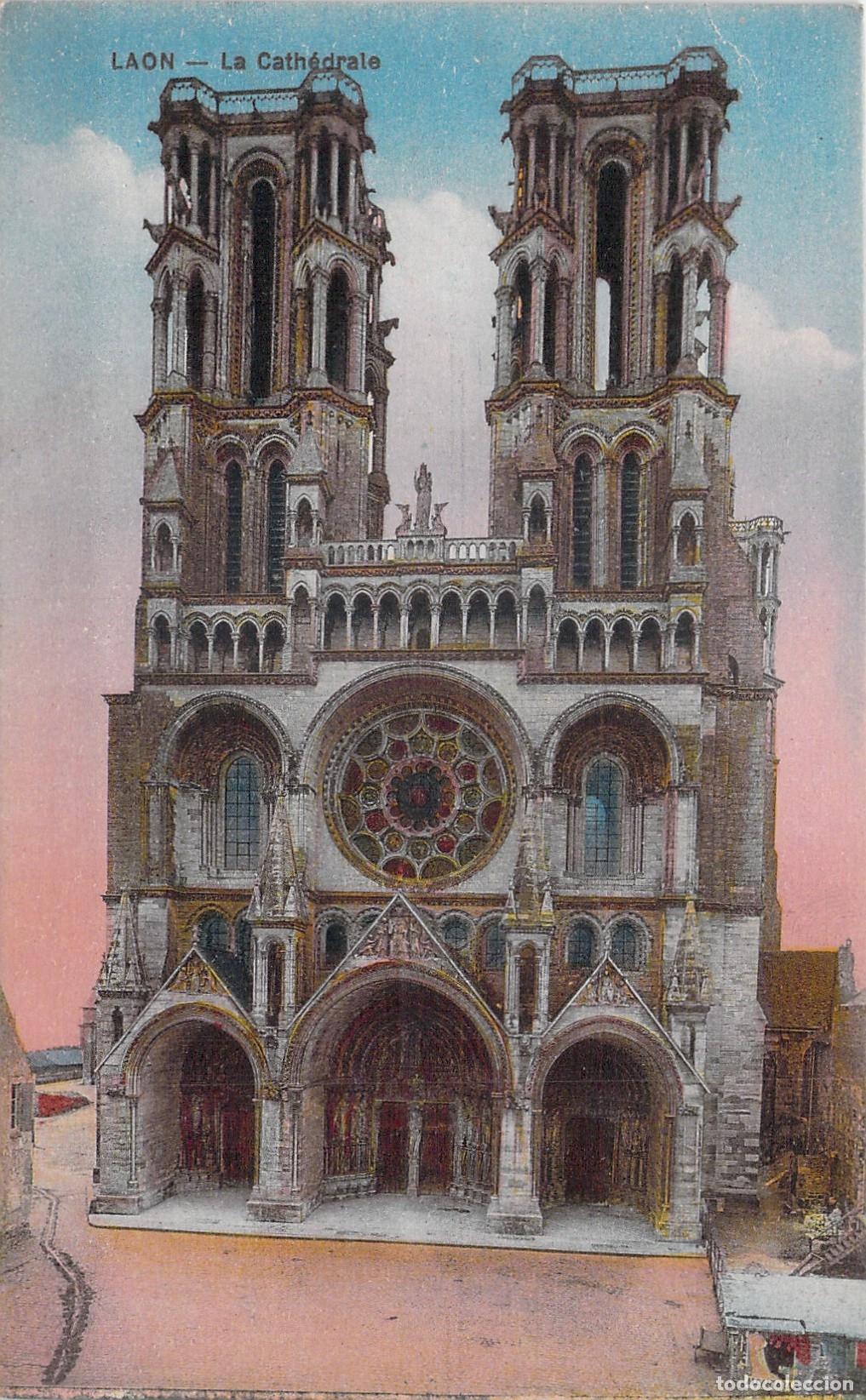 Cartoline: Tarjeta Postal de la Catedral de Laon en Francia