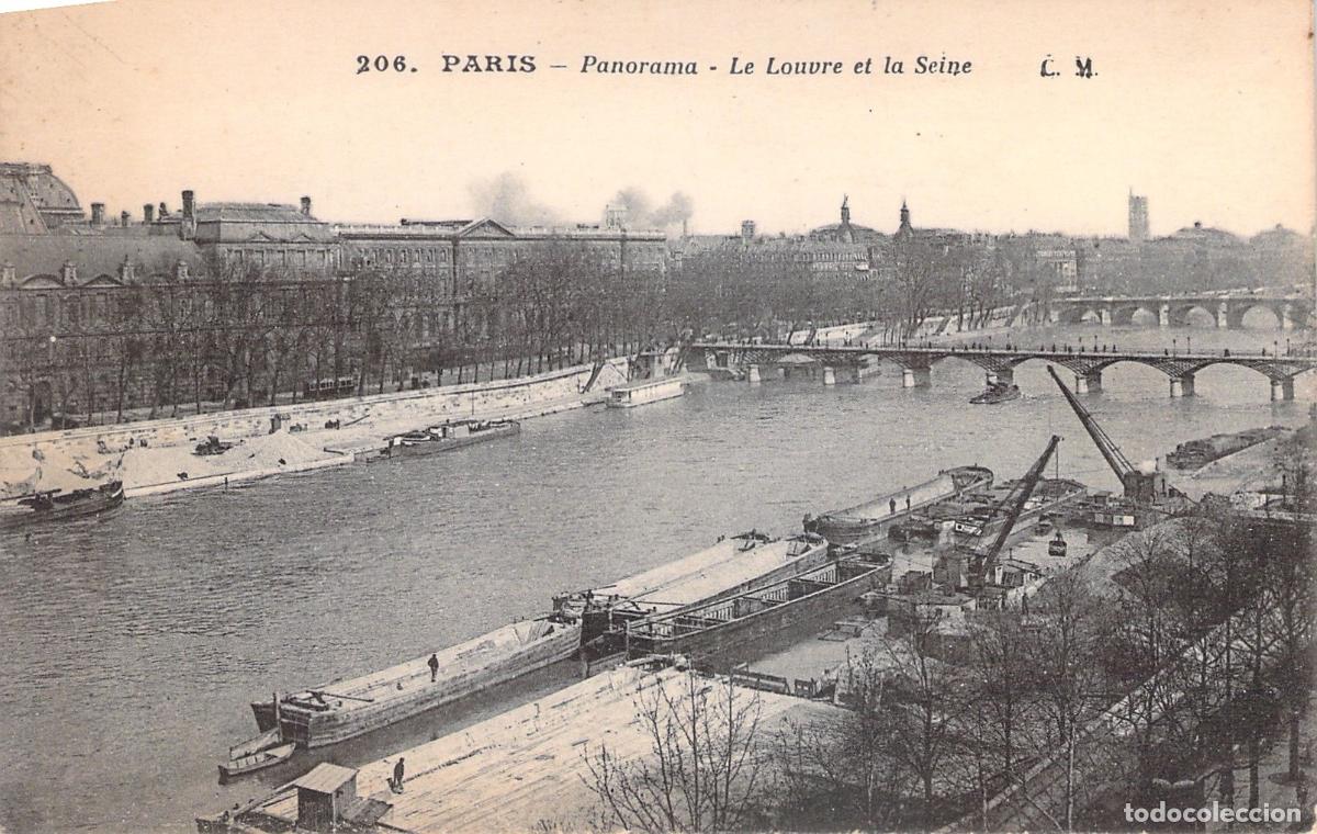 Postcards: Postal de Par&iacute;s: Panorama del Museo del Louvre y el R&iacute;o Sena