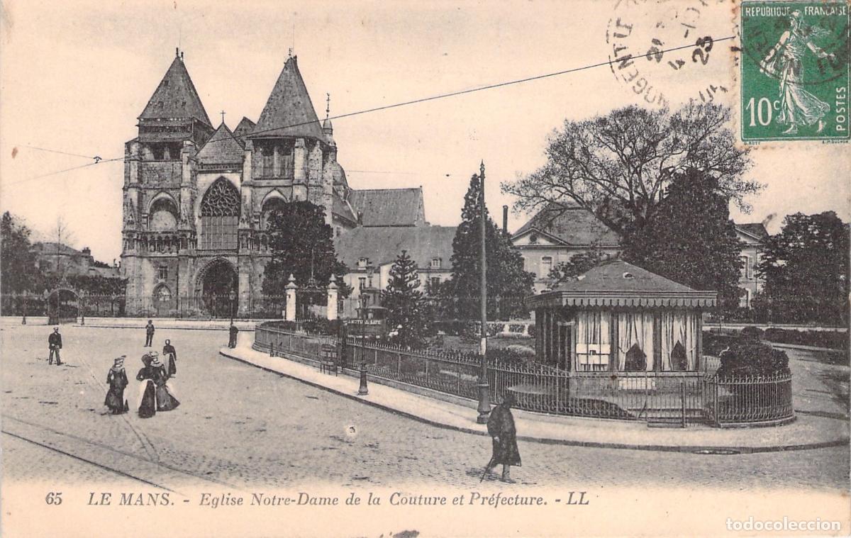 Postcards: Tarjeta Postal de la Iglesia Notre-Dame de la Couture y Prefectura en Le Mans