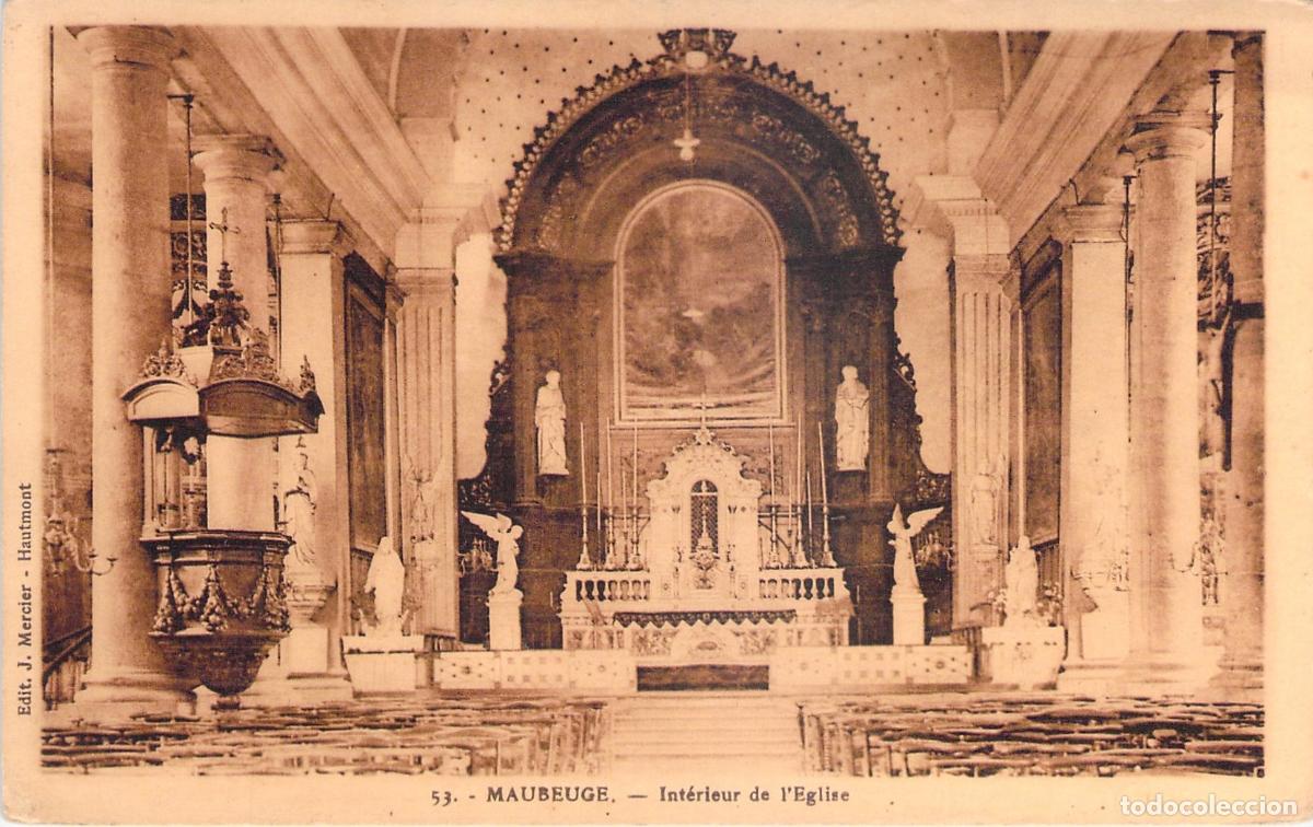 Cartoline: Postal del Interior de la Iglesia en Maubeuge, Francia