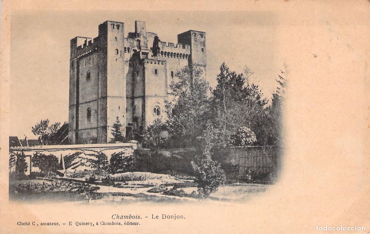 Postales: Postal del Castillo Le Donjon en Chambois, Francia