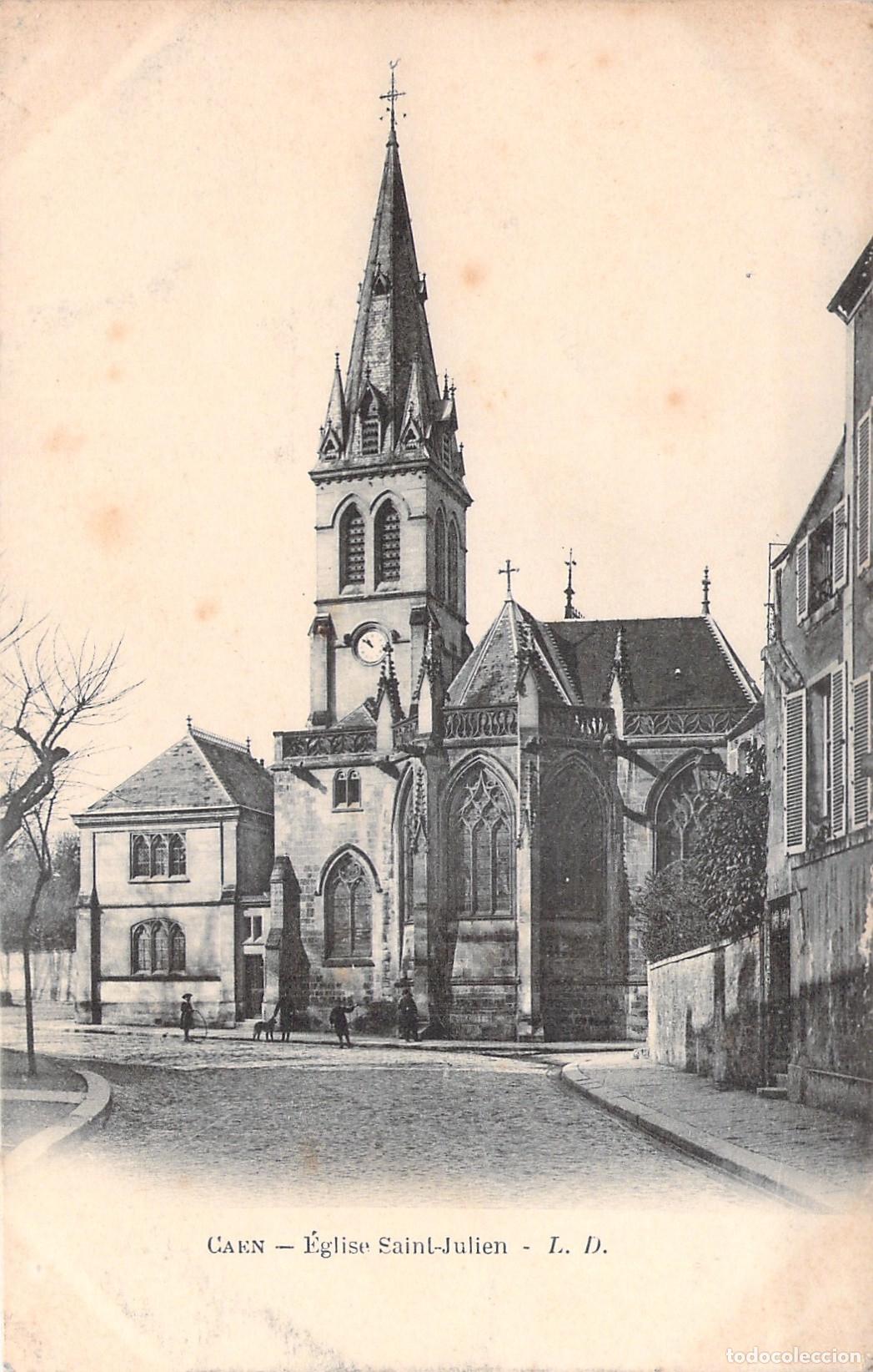 Postales: Postal Antigua de la Iglesia Saint-Julien en Caen, Francia
