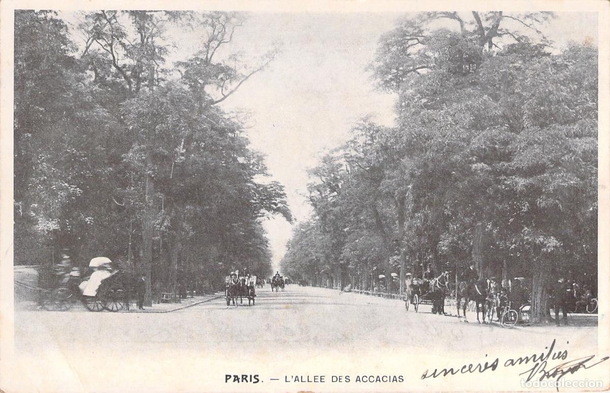Postales: Postal de L'All&eacute;e des Accacias en Par&iacute;s con Carruajes