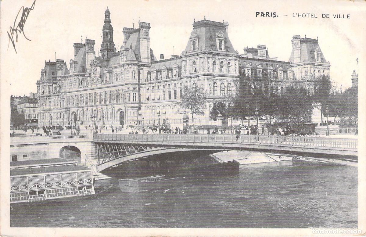 Postales: Tarjeta Postal de Par&iacute;s: L'H&ocirc;tel de Ville y el R&iacute;o Sena