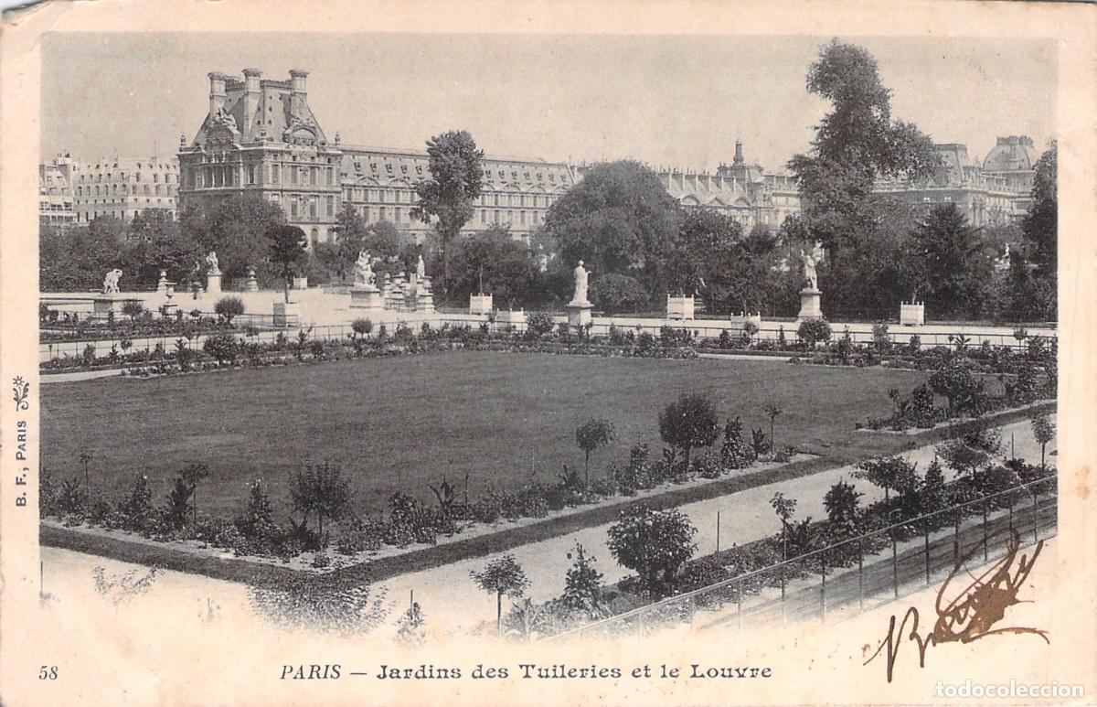 Postales: Postal de Par&iacute;s Jardines de las Tuller&iacute;as y el Museo del Louvre