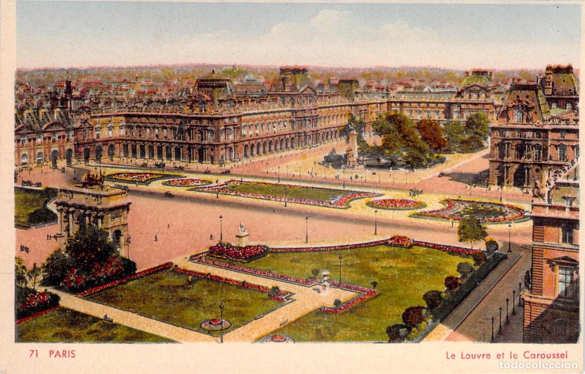 Postales: Postal del Museo del Louvre y el Carrousel en Par&iacute;s