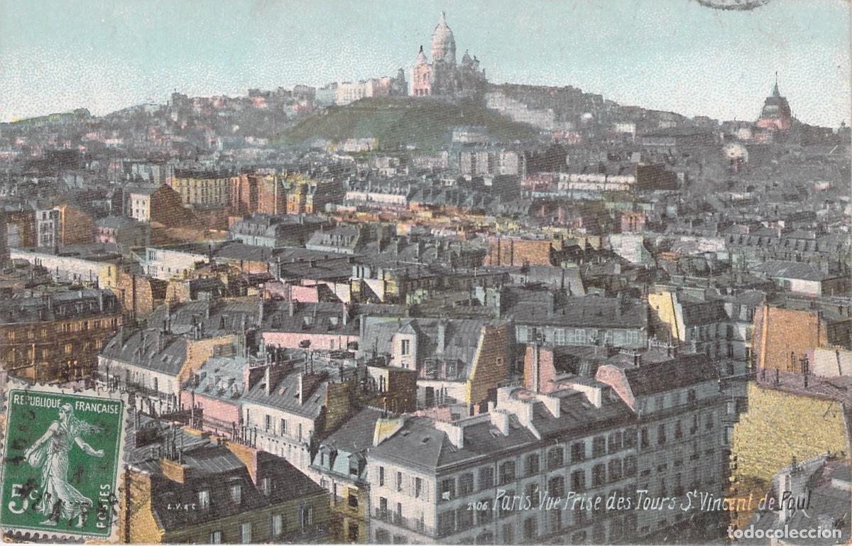Postales: Postal de Par&iacute;s: Vista desde San Vicente de Pa&uacute;l hacia Montmartre