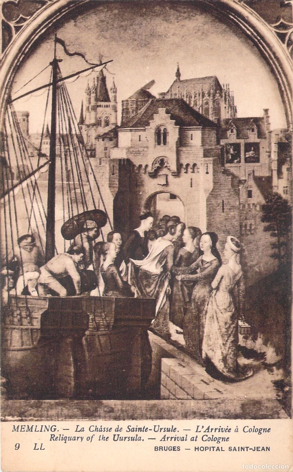 Postales: Postal de Arte Hans Memling La Llegada a Colonia Santa &Uacute;rsula Brujas