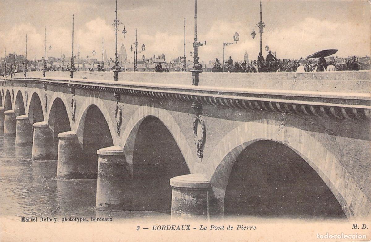 Postkarten: Postal de Burdeos: Vista del Pont de Pierre sobre el r&iacute;o Garona