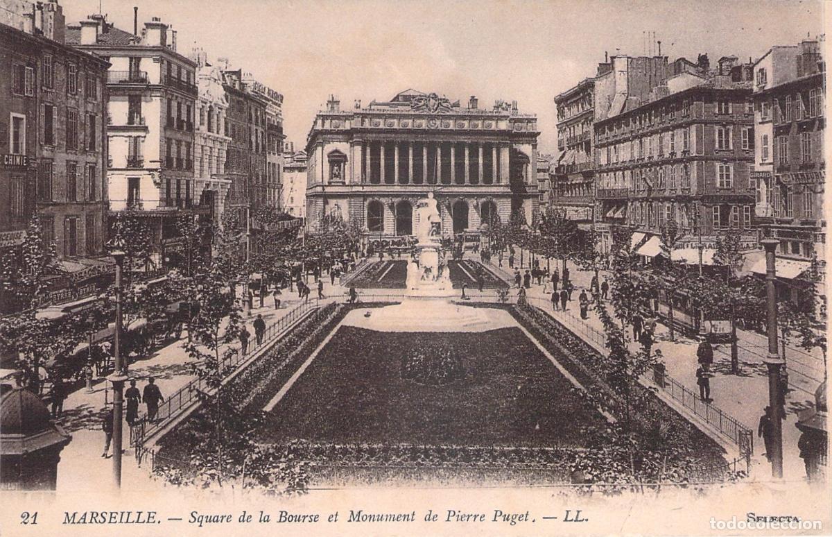 Postkarten: Tarjeta Postal de Marsella: Square de la Bourse y Monumento de Pierre Puget