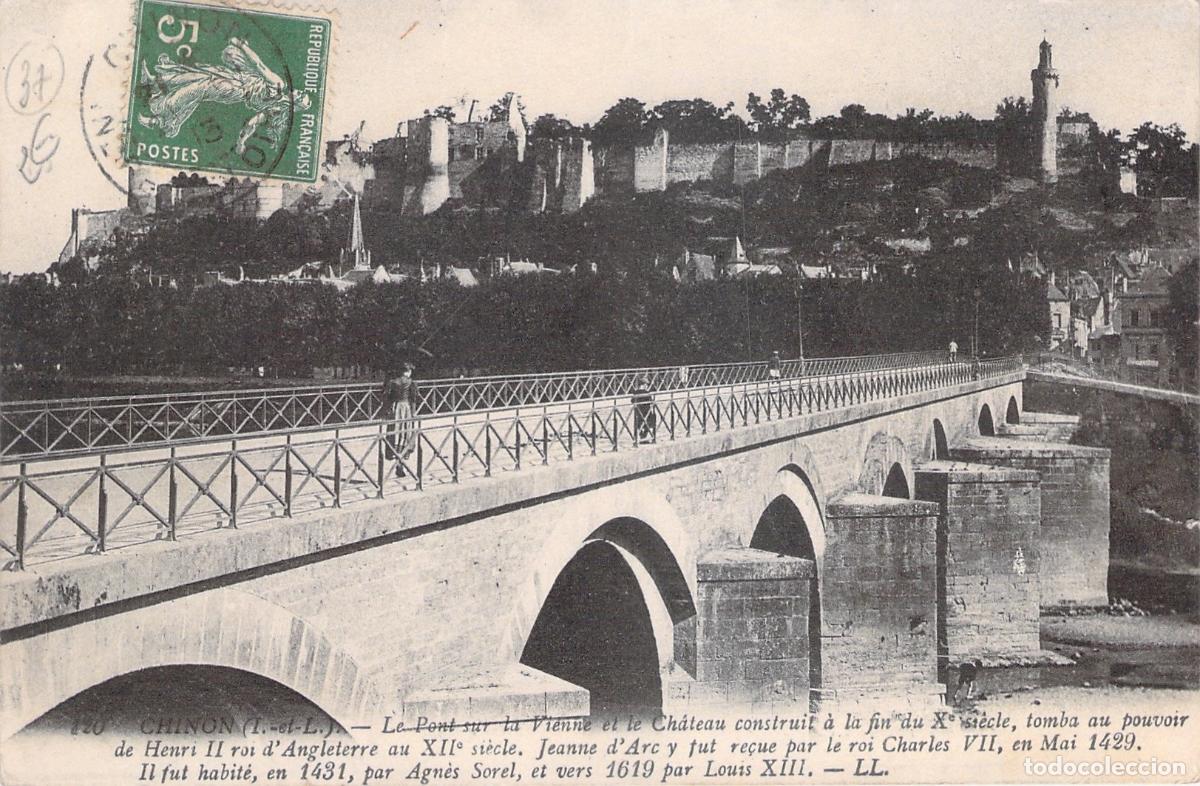 Postales: Postal de Chinon: Vista del Puente sobre el Vienne y el Castillo Real