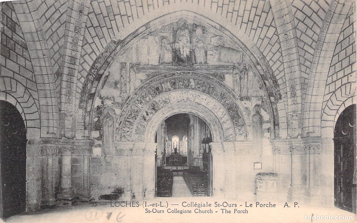 Postales: Postal de la Colegiata de Saint-Ours en Loches, Francia