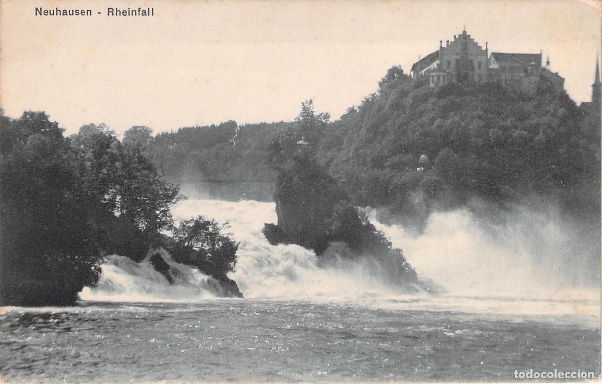 Postales: Postal de las Cataratas del Rin y Castillo en Neuhausen, Suiza