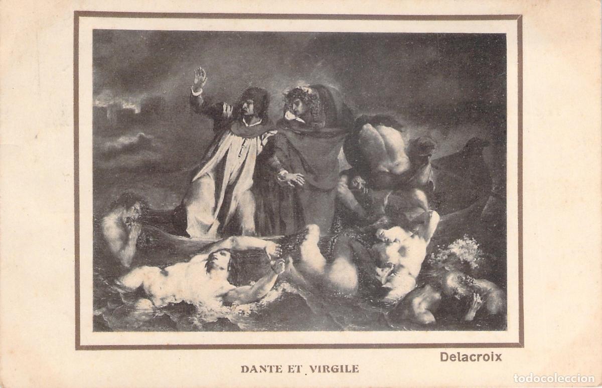Postales: Tarjeta Postal Pintura Dante y Virgilio de Eug&egrave;ne Delacroix