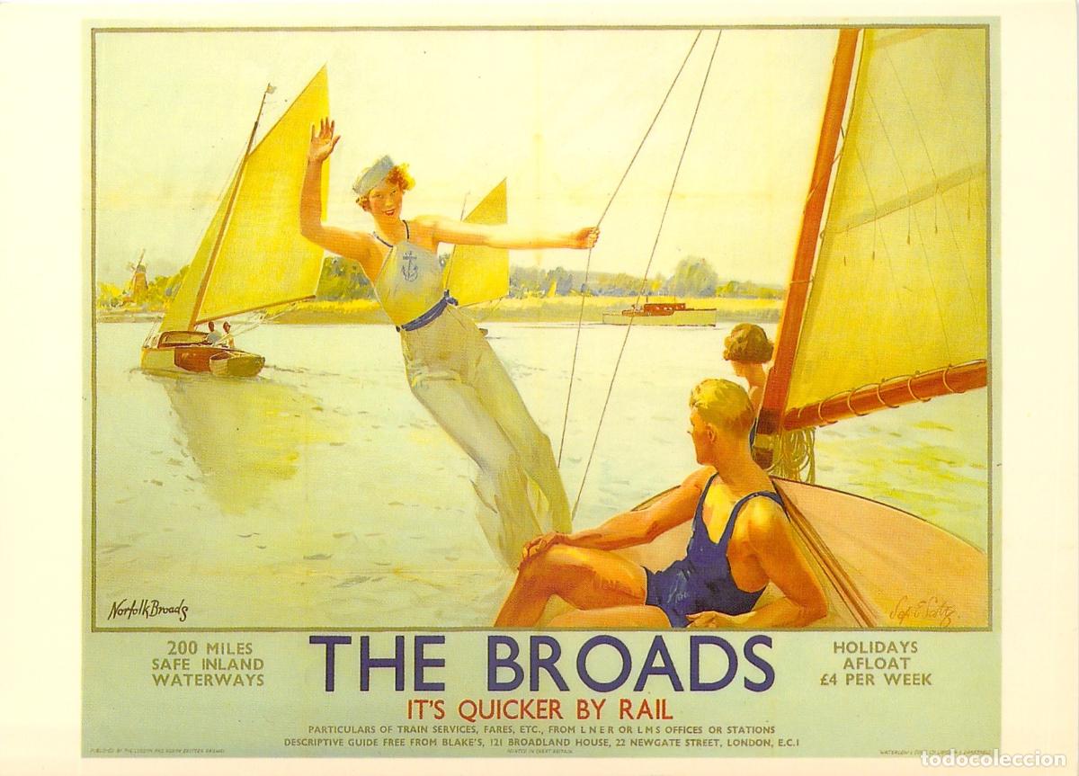 Postales: Postal de Arte Ferroviario The Broads LNER de S.E. Scott