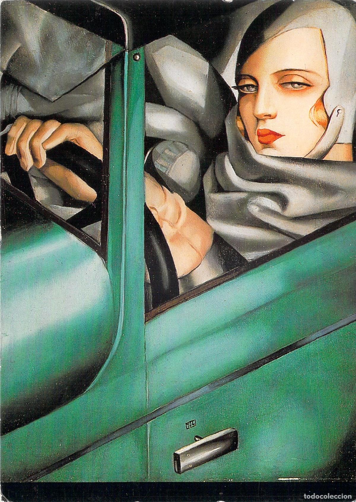 Postales: Postal Tamara de Lempicka - Autoportrait (Tamara en el Bugatti Verde)