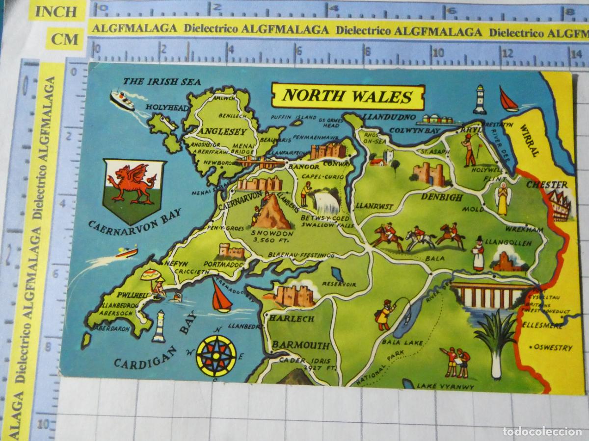 Postales: POSTAL DE REINO UNIDO GRAN BRETA&Ntilde;A. GALES PLANO MAPA NORTH WALES. 2233