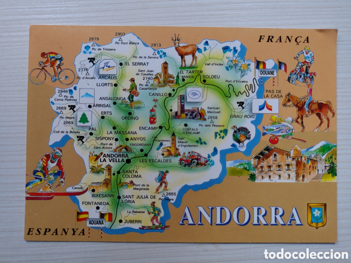 Postales: Postal mapa de Andorra