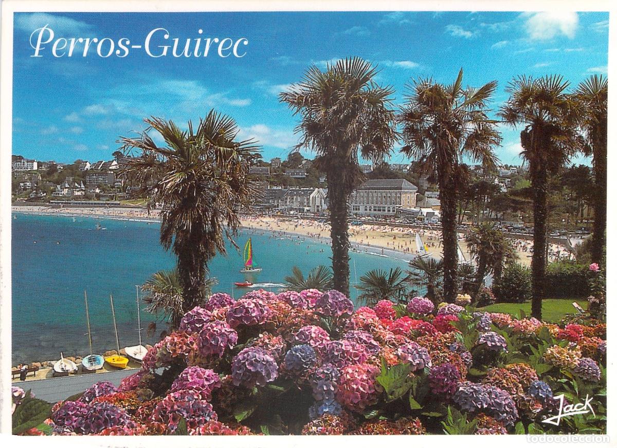 Postales: Postal de la Playa de Trestraou en Perros-Guirec, Breta&ntilde;a, Francia