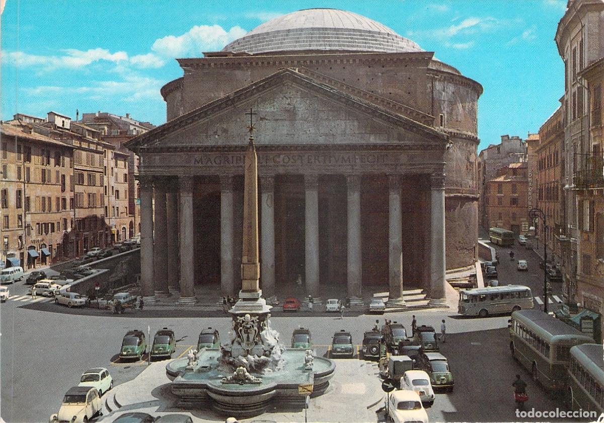 Postales: Postal del Pante&oacute;n de Agripa y Piazza della Rotonda en Roma