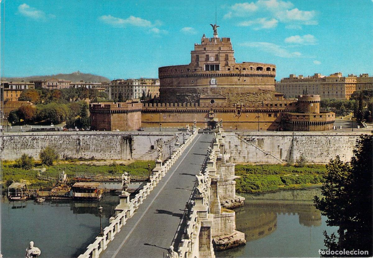 Postales: Postal de Roma: Castel Sant'Angelo y Puente Sant'Angelo