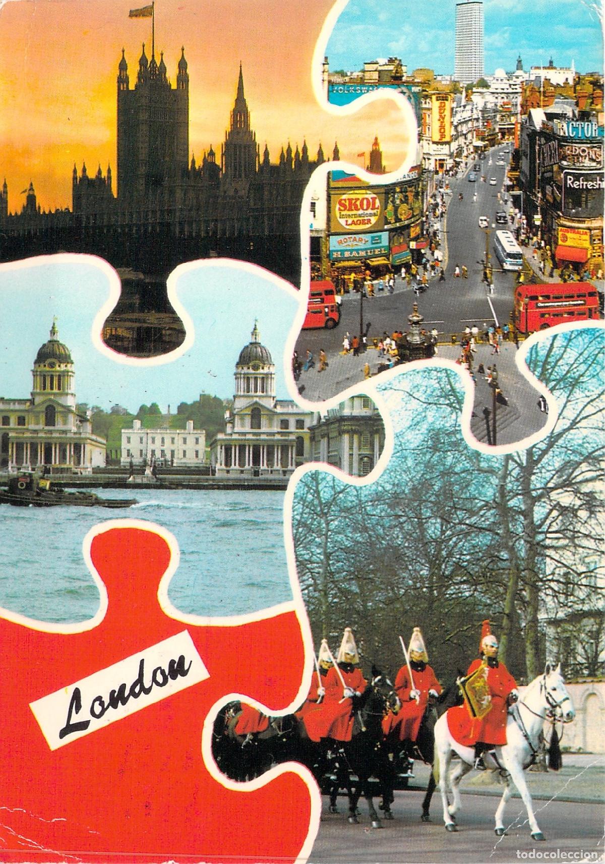 Postales: Postal de Londres Multivista con Parlamento, Piccadilly y Guardias Reales