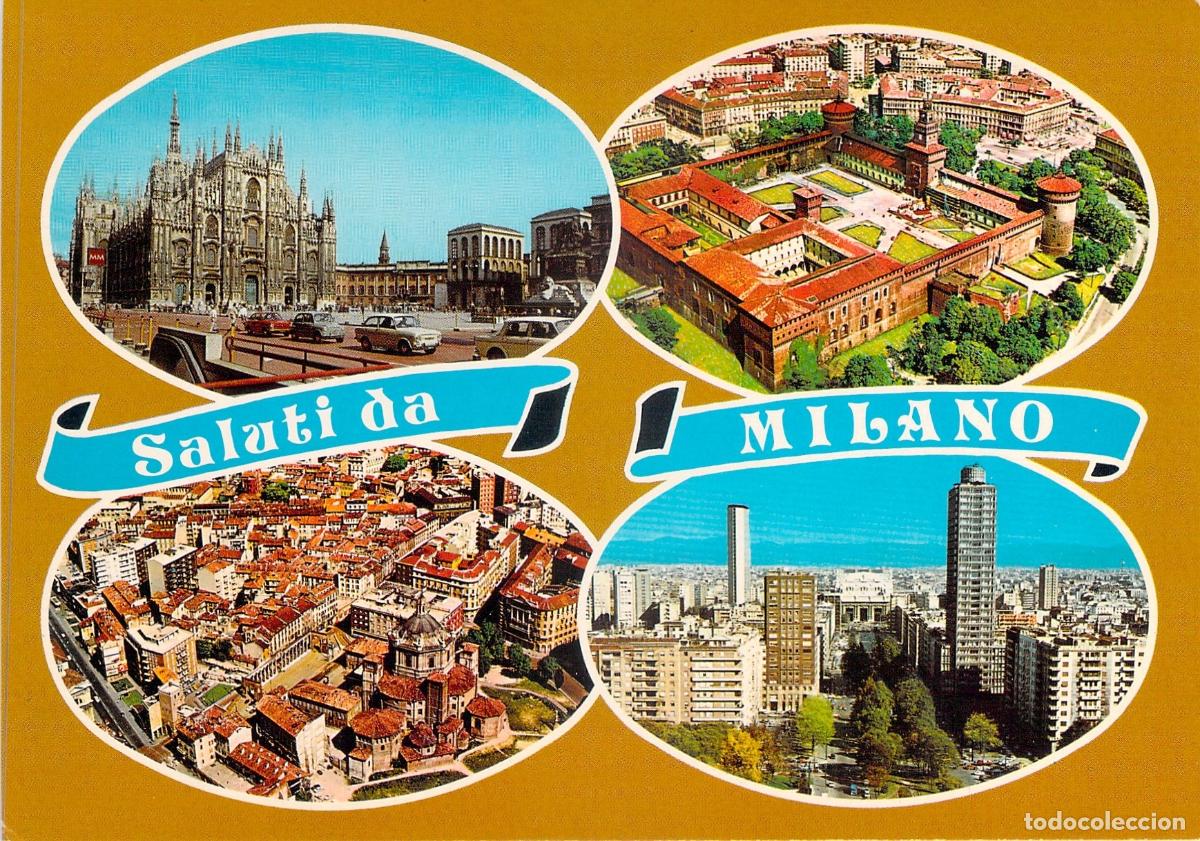 Postales: Postal de Mil&aacute;n Italia con Vistas del Duomo y Castillo Sforzesco