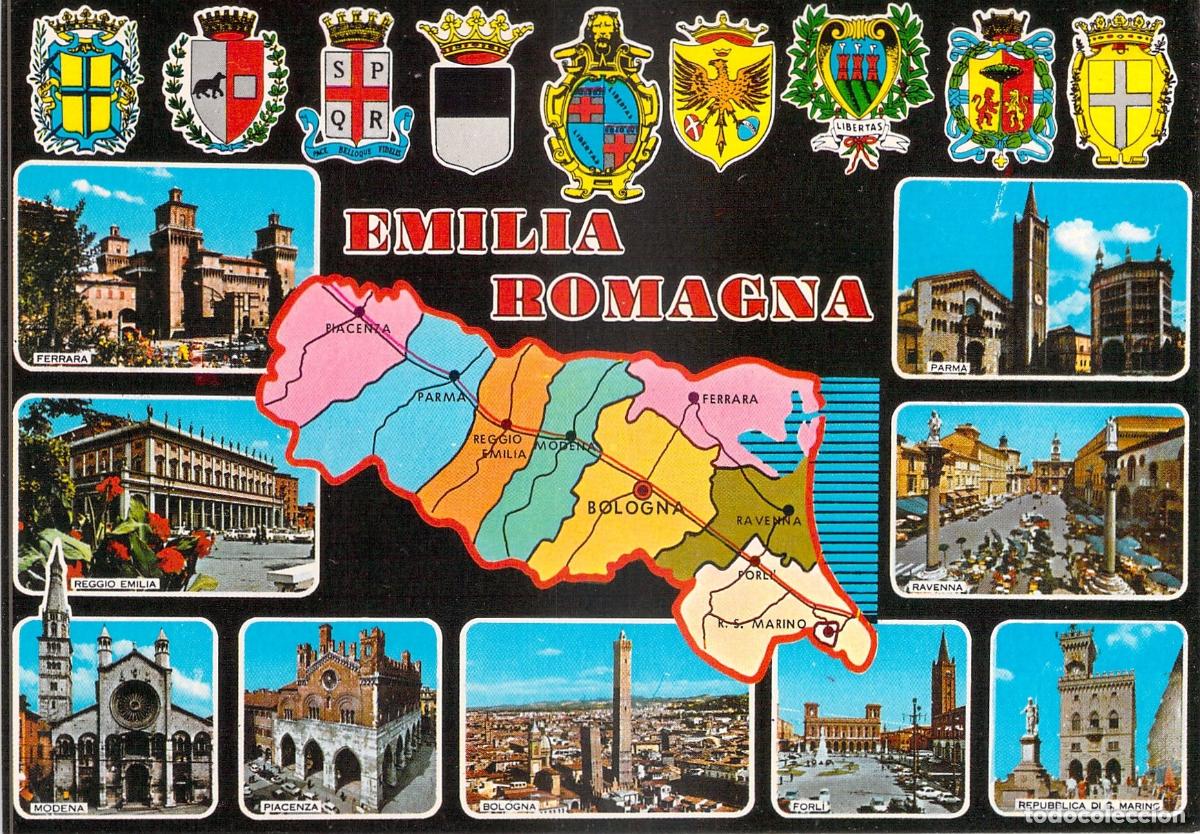 Postales: Postal Tur&iacute;stica de Emilia Roma&ntilde;a, Italia - Mapa y Monumentos