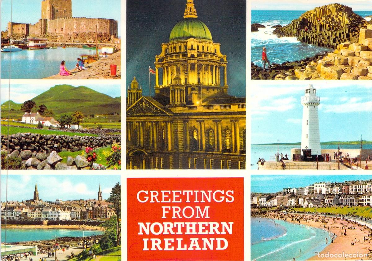 Postales: Postal de Saludos de Irlanda del Norte con Vistas de Belfast y Paisajes