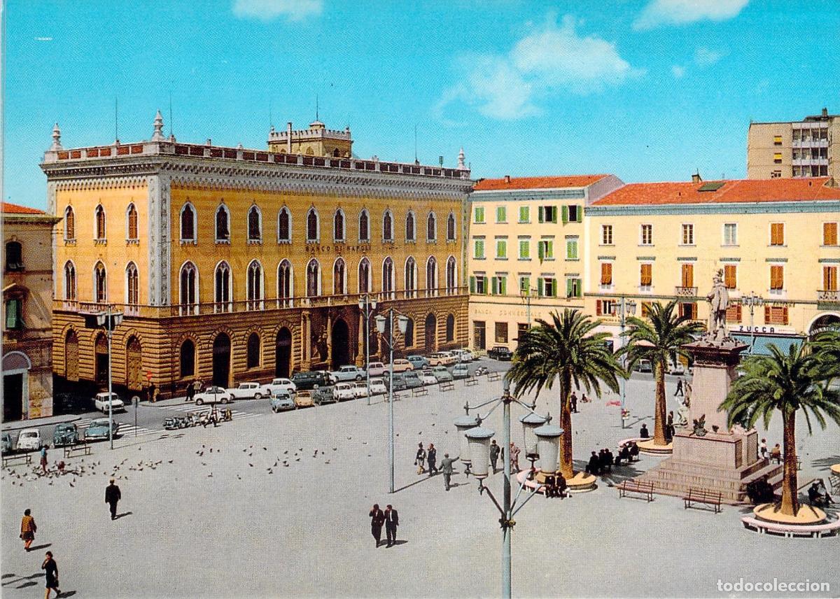 Postales: Postal de Piazza Italia y Banco di Napoli en Sassari, Cerde&ntilde;a