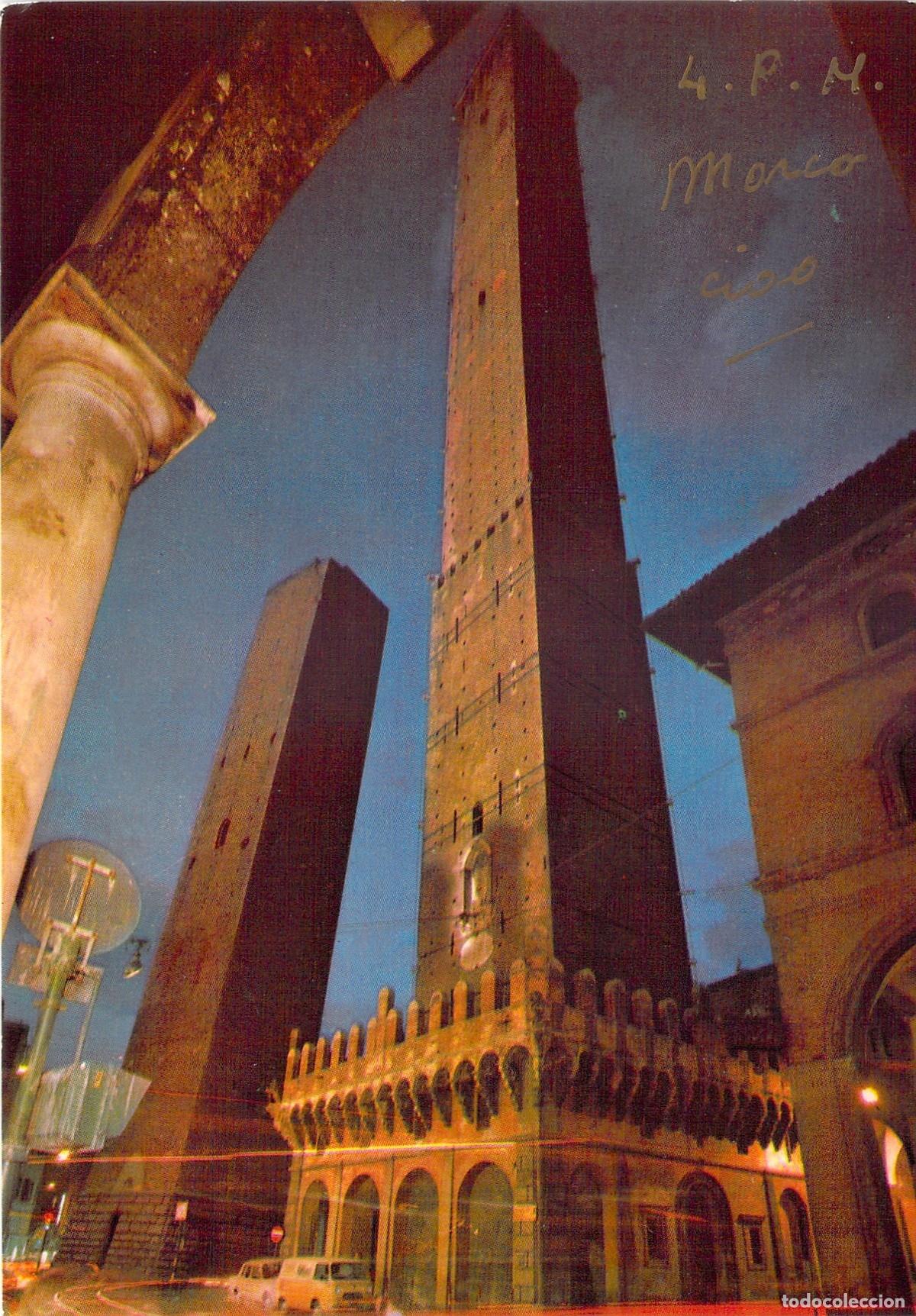 Postales: Postal de las Dos Torres de Bolonia, Italia - Vista Nocturna