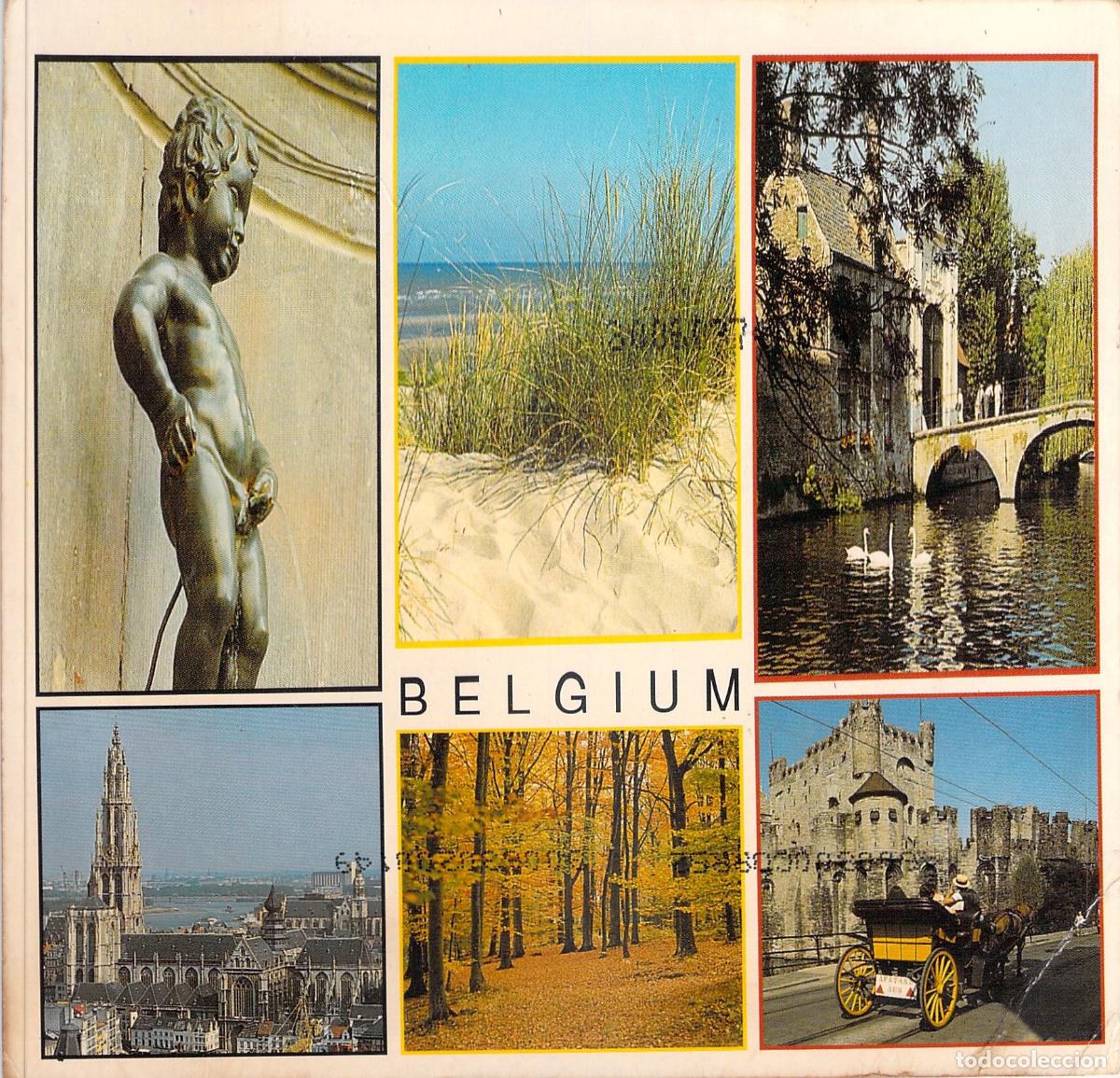 Postales: Postal de B&eacute;lgica con Multivista de Manneken Pis, Brujas y Gante