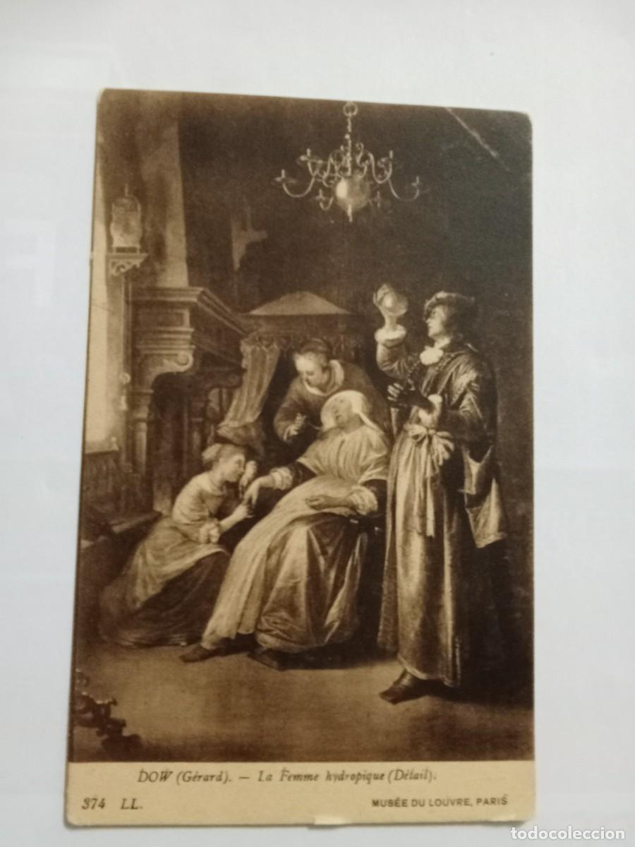 Postales: TARJETA CIRCULA DA PARIS A VALENCIA, LA FEMME HIDROPIQUE O MUJER ENFERMA (DETALLE) MUSEO DEL LOUVRE