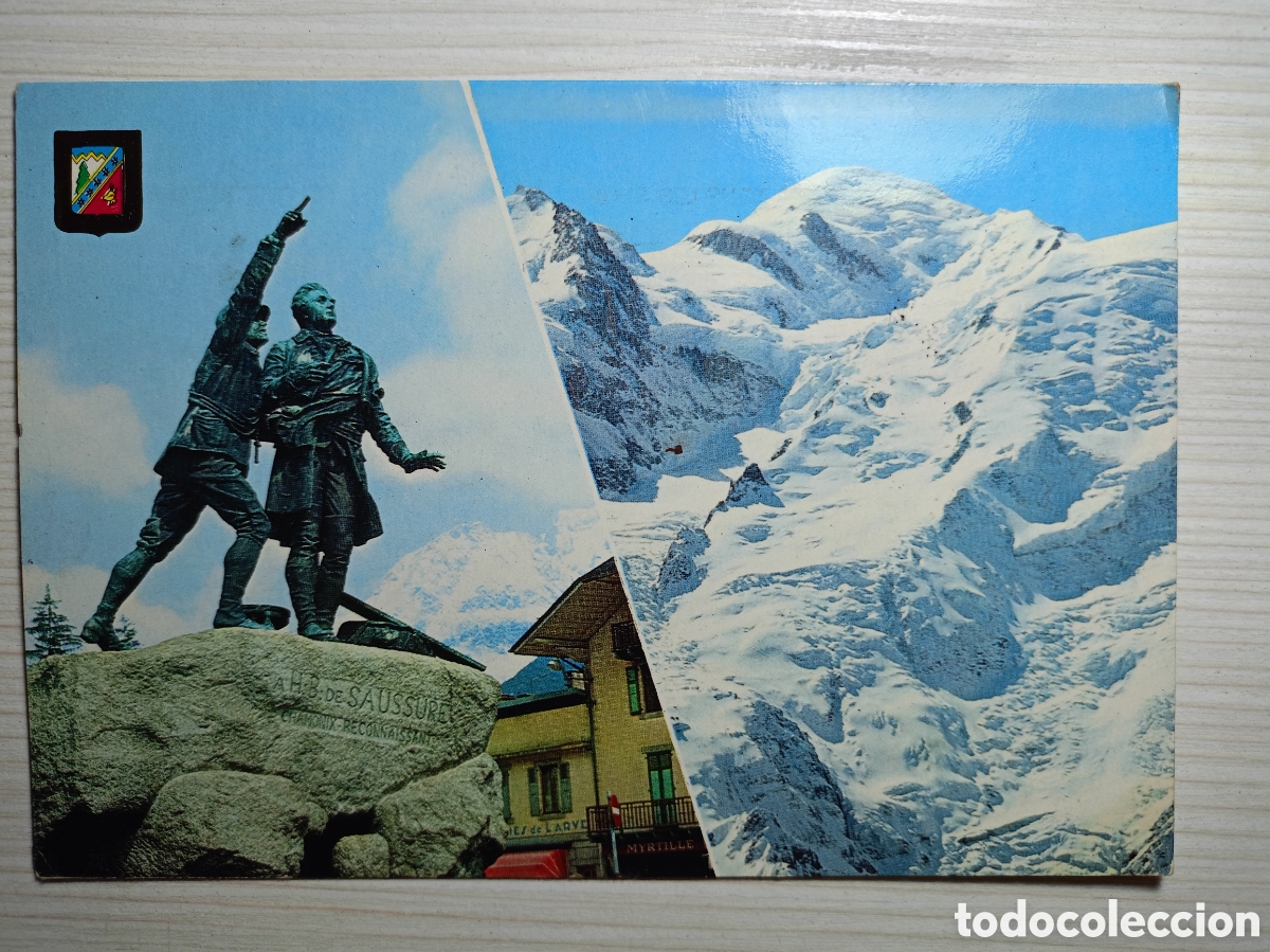 Postales: Horace-B&eacute;n&eacute;dict de Saussure y Jacques Balmat en Chamonix, Francia